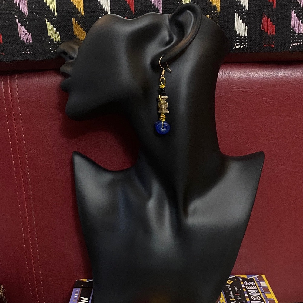 Elegant Gold and Blue Drop Earrings